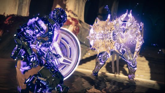 Best Destiny 2 Void Titan builds for PvP and PvE: A Void Titan fights an enemy.