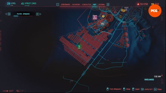 Cyberpunk 2077 Arasaka Tower 3D: a zoomed out map screen
