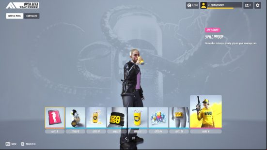 The Finals beta rewards, showing off an emote reward.