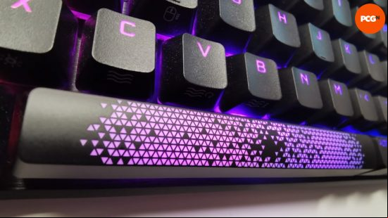 Image of the Corsair K65 Pro Mini keyboard's spacebar.