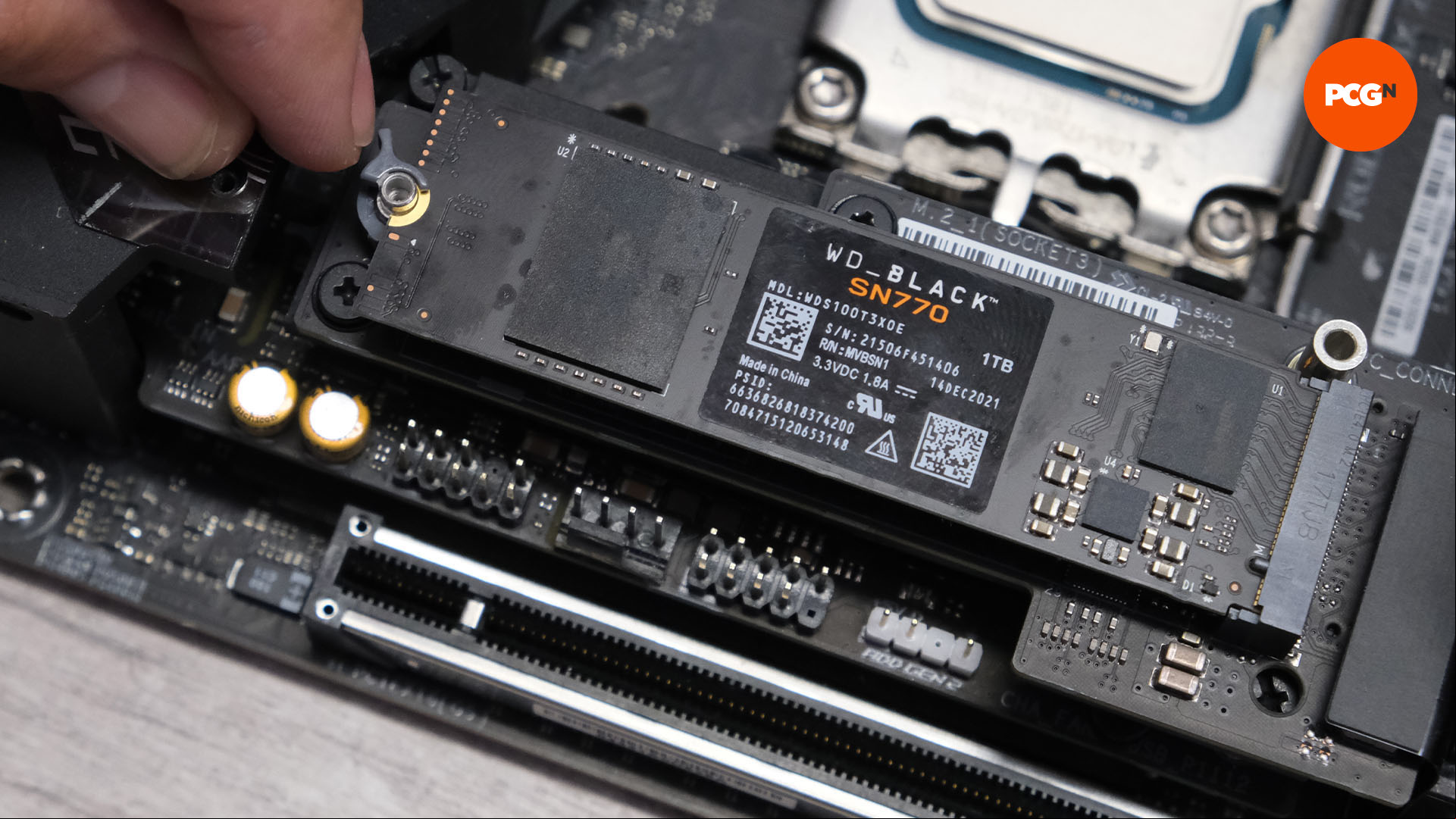 The WD Black Sn770 SSD in the NVMe slot