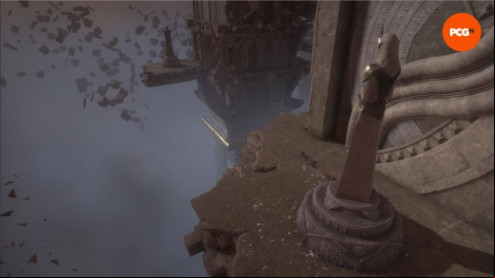 Dragon Age Veilguard Lighthouse puzzle: two statues facing each other across a chasm.