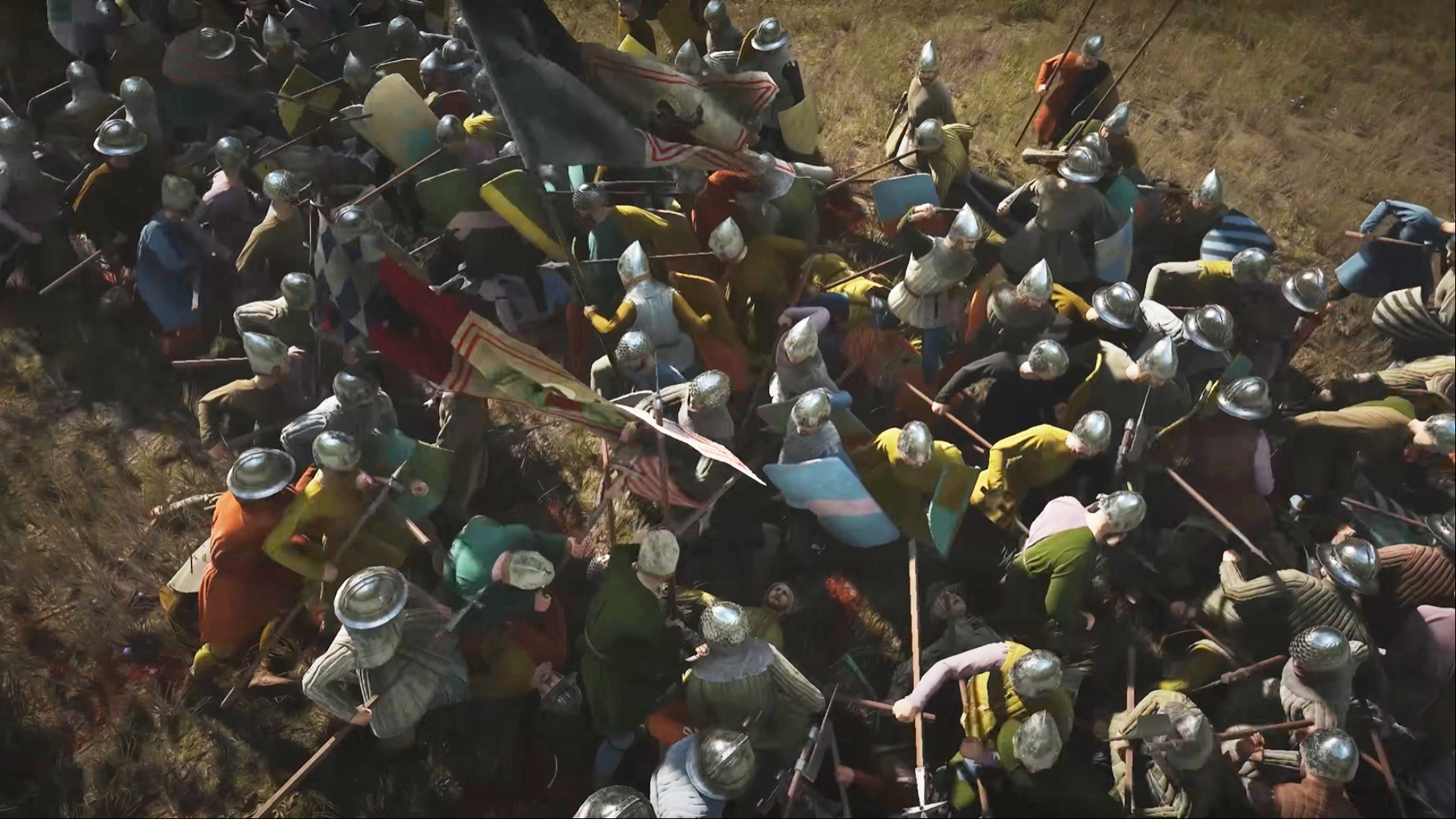 New Manor Lords update: A group of soldiers fighting in strategy and city-building game Manor Lords