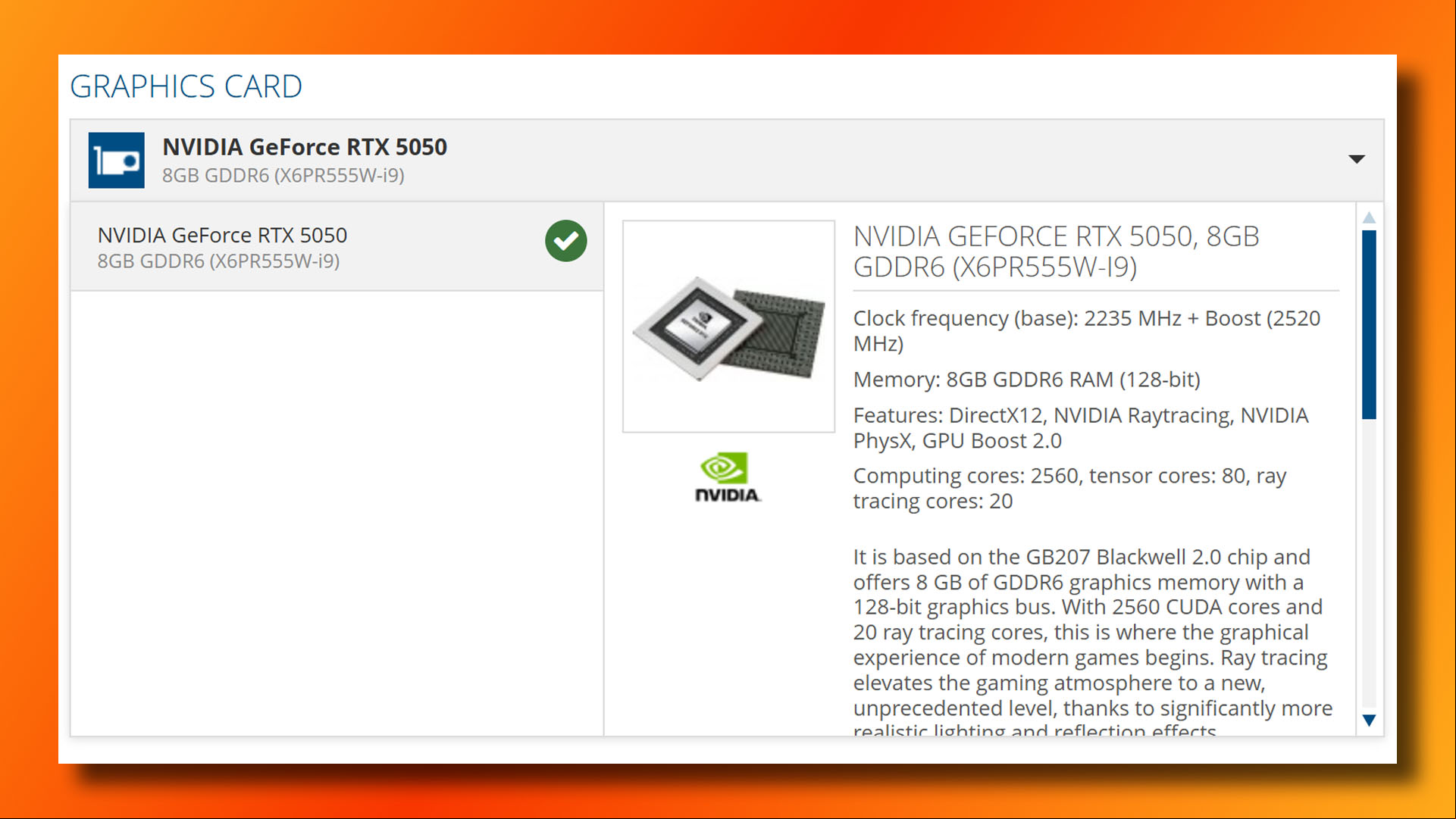 Nvidia GeForce RTX 5050 specs leak from Kiebel.